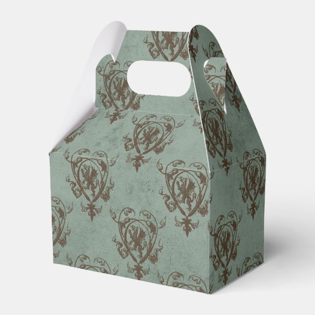 Caixinha De Lembrancinhas Padrão do Dragão Vintage Mítico (Frente)