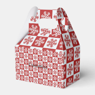 Caixinha De Lembrancinhas Padrão do floco de neve vermelho/branco