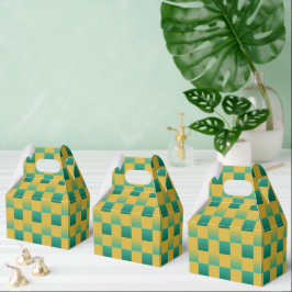 Caixinha De Lembrancinhas Padrão elegante em verde e ouro