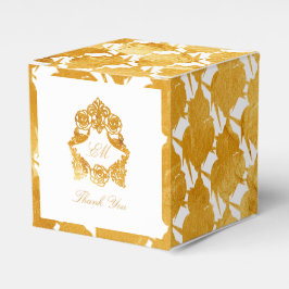 Caixinha De Lembrancinhas Padrão Fleur de Lis Dourado - Casamento com Brasão