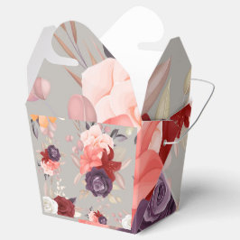 Caixinha De Lembrancinhas Padrão floral com rosas rosa, vermelho e roxo