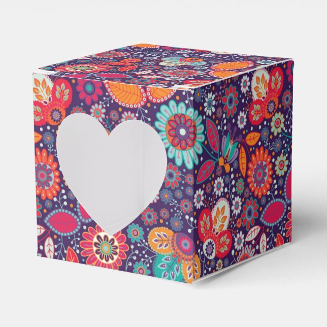 Caixinha De Lembrancinhas Padrão Floral de Natureza da Ilustração Batik Colo (Frente)