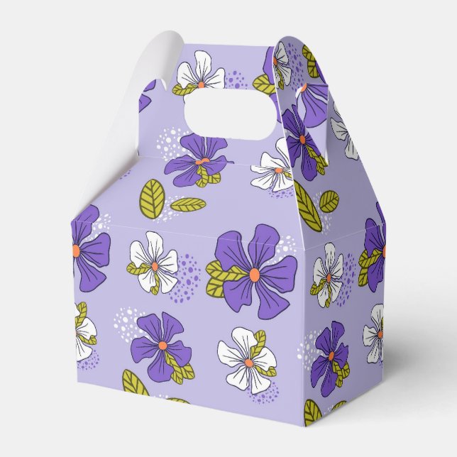 Caixinha De Lembrancinhas Padrão Floral de Primavera em Roxo (Frente)