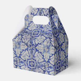 Caixinha De Lembrancinhas Padrão Floral de Vintagem do Mediterrâneo Azul e B