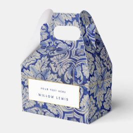 Caixinha De Lembrancinhas Padrão Floral Mediterrâneo Azul e Branco Vintage