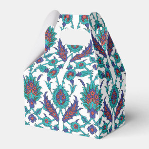 Caixinha De Lembrancinhas Padrão Floral Oriental Vermelho Azul Branco Orien