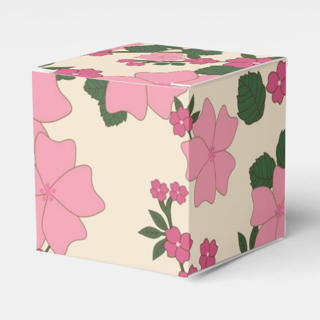 Caixinha De Lembrancinhas Padrão Floral Rosa (Frente)
