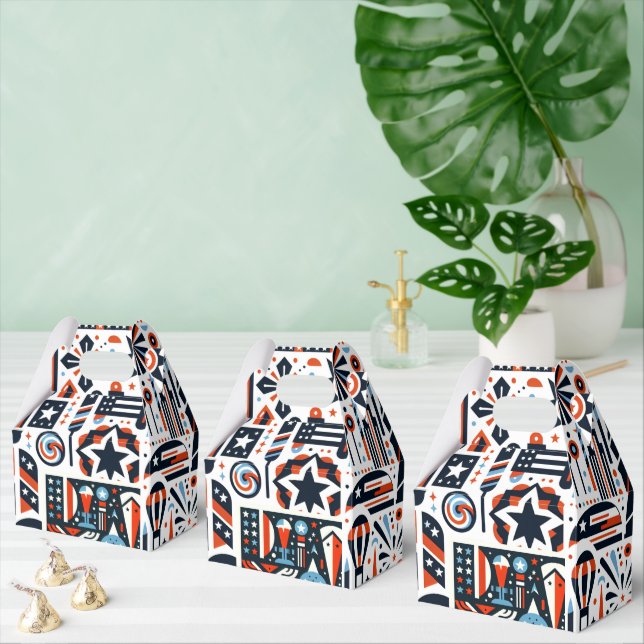 Caixinha De Lembrancinhas Padrão Generativo de 4 de Julho (Múltiplo)