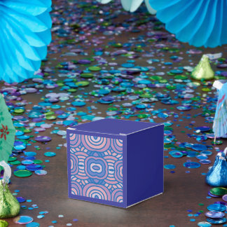 Caixinha De Lembrancinhas Padrão Geométrico Retroativo em Azul e Rosa