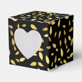 Caixinha De Lembrancinhas Padrão Ilustrado de Folhas Negras e Douradas Moder