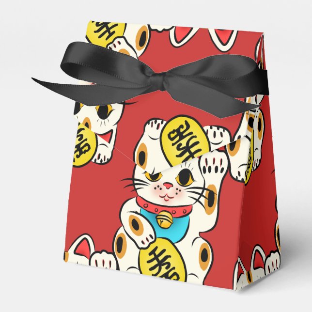 Caixinha De Lembrancinhas Padrão kimono japonês favorito box maneki neko (Frente)