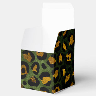 Caixinha De Lembrancinhas Padrão-Leopardo de Chita Amarela Verde-Selva