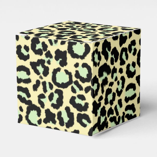 Caixinha De Lembrancinhas Padrão-leopardo em Mint Green em aveia (Frente)
