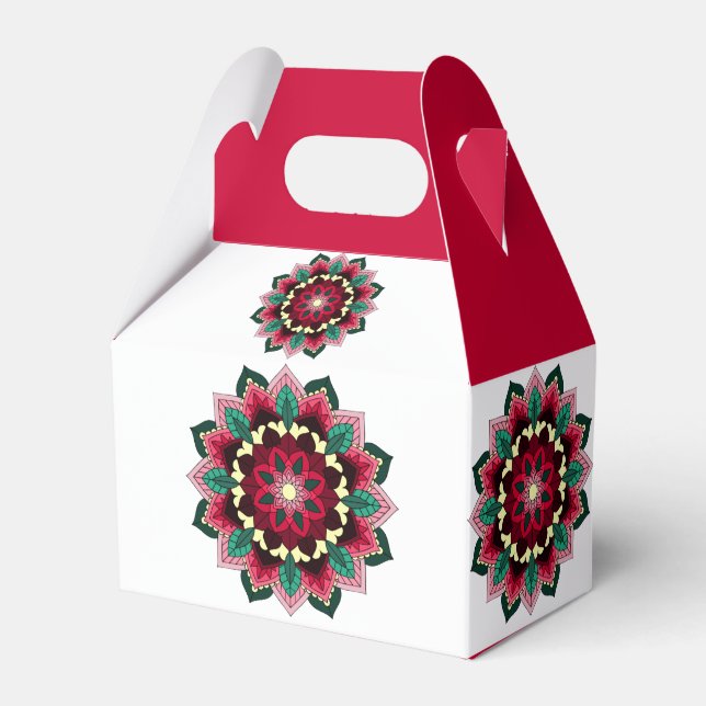 Caixinha De Lembrancinhas Padrão Mandala 02 em rosa profundo (Frente)