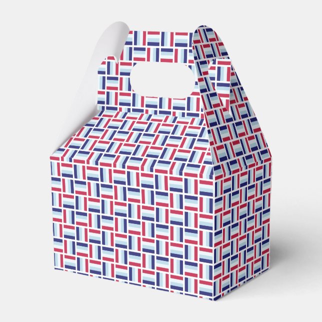 Caixinha De Lembrancinhas Padrão Moderno Vermelho Azul Branco (Frente)