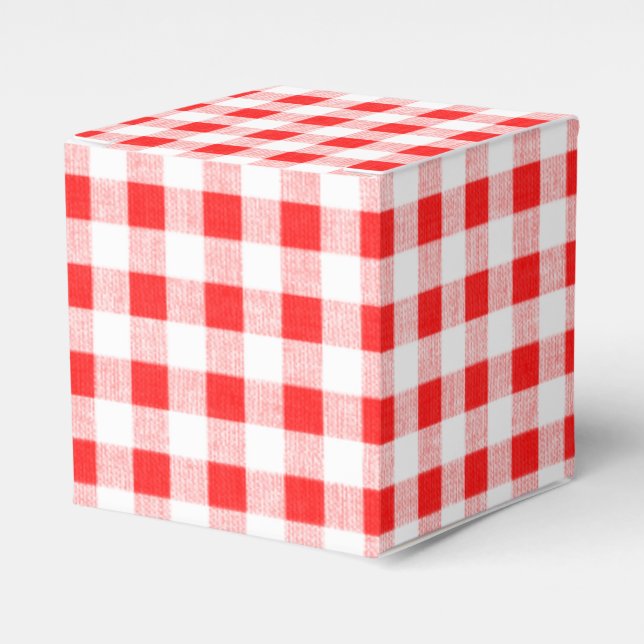 Caixinha De Lembrancinhas Padrão Red White Gingham (Frente)