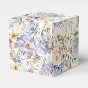 Caixinha De Lembrancinhas Padrão sem costura floral de creme azul Dusty