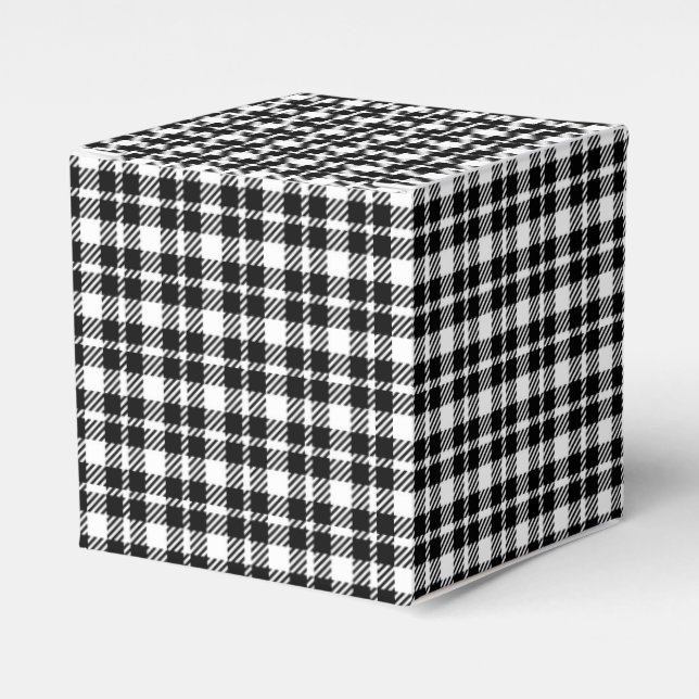 Caixinha De Lembrancinhas Padrão simples de gingham xadrez preto e branco (Frente)