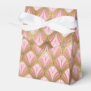 Caixinha De Lembrancinhas Padrão Vintage Art Deco em Rosa Elegante Dourado