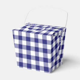Caixinha De Lembrancinhas Padrão Xadrez Azul e Branco de Gingham Fazenda