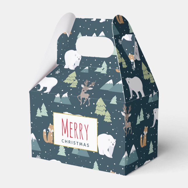 Caixinha De Lembrancinhas Padrões Russos De Inverno De Natal Bonito (Frente)