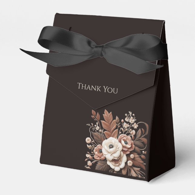 Caixinha De Lembrancinhas País Elegante Moderno Ocidental- Floral (Frente)