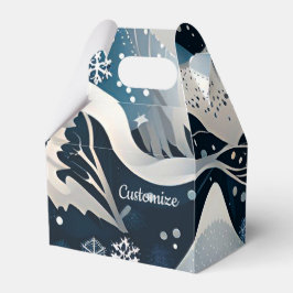 Caixinha De Lembrancinhas Paisagem de Inverno Abstrata em Telhado de Duas Ág