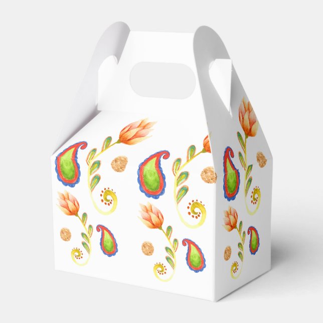 Caixinha De Lembrancinhas Paisley indiano em aquarela (Frente)