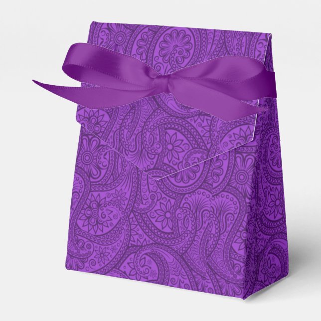 Caixinha De Lembrancinhas Paisley Roxo (Frente)