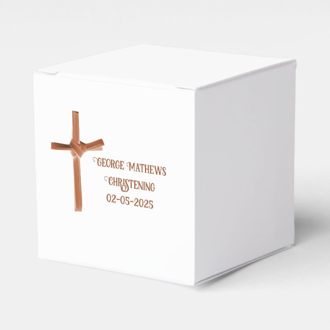 Caixinha De Lembrancinhas Palm Cross Personalizado Favor do Batismo (Frente)