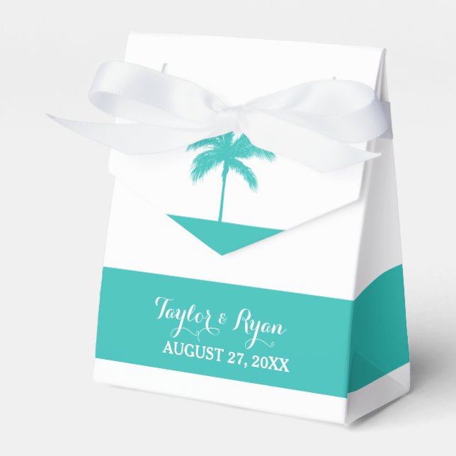 Caixinha De Lembrancinhas Palm Tree Aqua Weding Box (Frente)