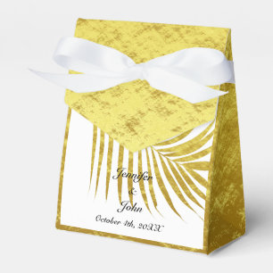 Caixinha De Lembrancinhas Palm Tree Foliage Gold Foil Deixa Branco Casado