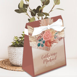 Caixinha De Lembrancinhas Pampas Grass Floral Terracotta Boho Casamento Chic