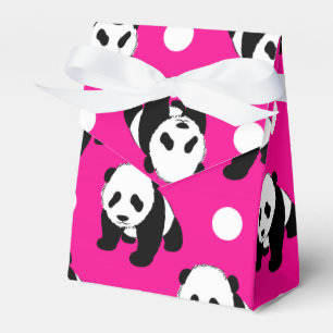 Caixinha De Lembrancinhas Panda bonito; Bolinhas cor-de-rosa, pretas &