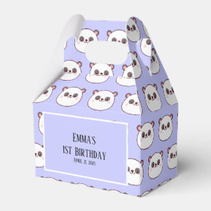 Caixinha De Lembrancinhas Panda Kawaii primeiro aniversario Roxo