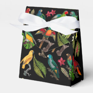Caixinha De Lembrancinhas Papagaios, Folhas e Flores Tropicais Coloridos  