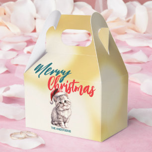 Caixinha De Lembrancinhas Papais noeis de gatinho de Gato Bonito Xmas Feliz