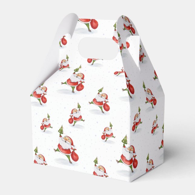 Caixinha De Lembrancinhas Papais noeis de patinação Natal bonito (Frente)