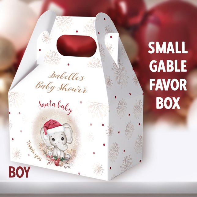 Caixinha De Lembrancinhas Papais noeis Elefante para o bebê Chá de fraldas d (Santa Baby Boy Small Gable Favor Boxes - You can choose from 3 sizes of these gable favor boxes)