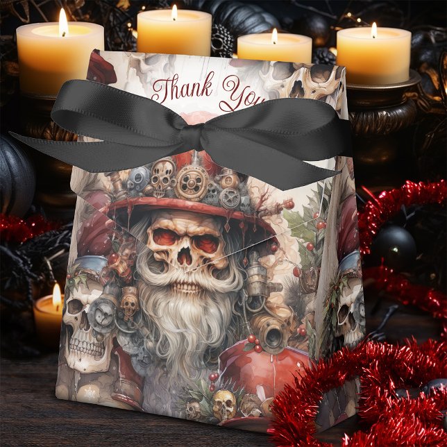 Caixinha De Lembrancinhas Papais noeis Steampunk Red Top Hat Gótico (Stir up some santa fun with this Steampunk Santa Favor Box, perfect if you love a bit of the Spooky!)