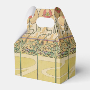 Caixinha De Lembrancinhas Papel de Parede Floral Art Nouveau Alfonse Mucha P