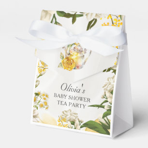 Caixinha De Lembrancinhas Papel para Chá de Bebê Floral Verde Amarelo