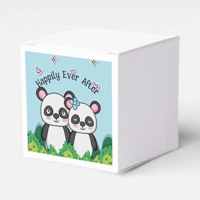 Caixinha De Lembrancinhas Par de Pandas (Frente)
