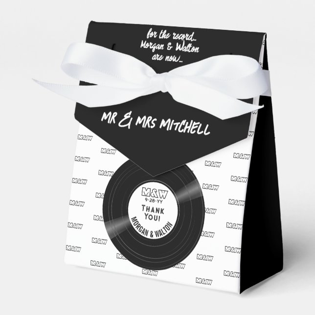 Caixinha De Lembrancinhas Para o registro Elegante de vinilo, preto e branco (Frente)