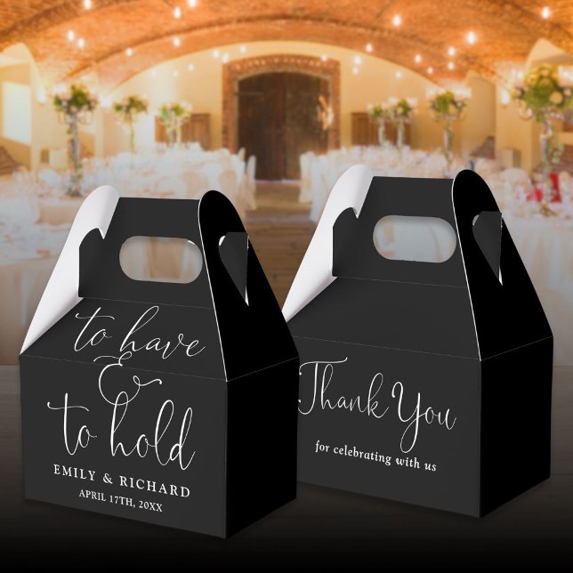 Caixinha De Lembrancinhas Para Ter E Segurar Casamento Preto E Branco (To Have And To Hold Black And White Wedding Favor Boxes)