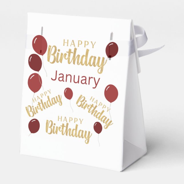 Caixinha De Lembrancinhas Parabéns aniversários de janeiro Favor Box (Verso)