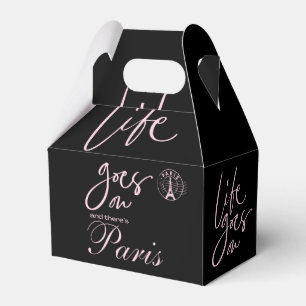 Caixinha De Lembrancinhas Paris cor-de-rosa e preto