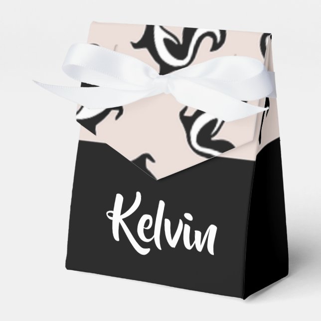 Caixinha De Lembrancinhas Partículas pretas e brancas a cor-de-rosa (Frente)