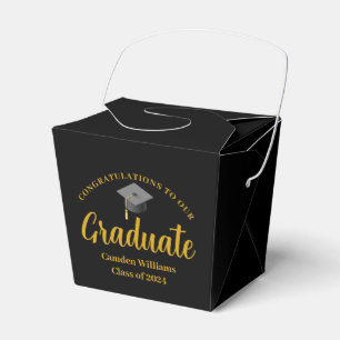 Caixinha De Lembrancinhas Partido Personalizado Preto Dourado do Formando do
