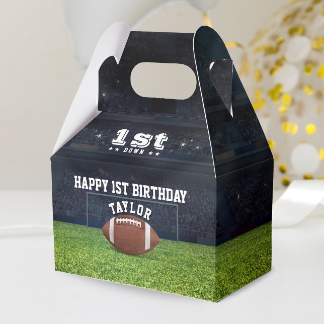 Caixinha De Lembrancinhas Partido primeiro aniversario Feliz do Campo de Fut (American Football Field Happy 1st Birthday Party Favor Box)